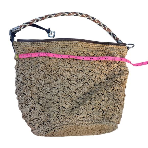 Brighton Straw Crochet Shoulder Bag – Boho Woven Hobo Tote - Picture 9 of 15